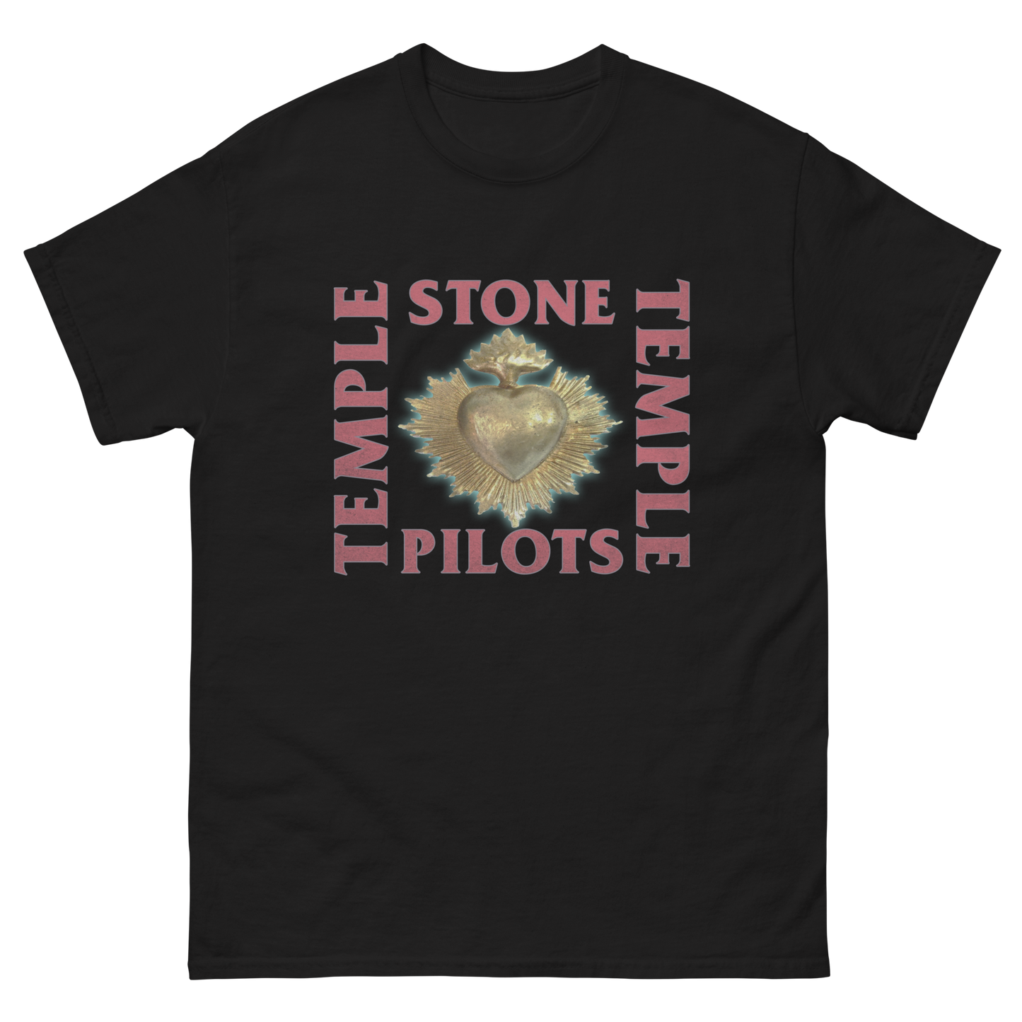 A classic black cotton short sleeve tee with custom artwork and Stone Temple Pilots logo.