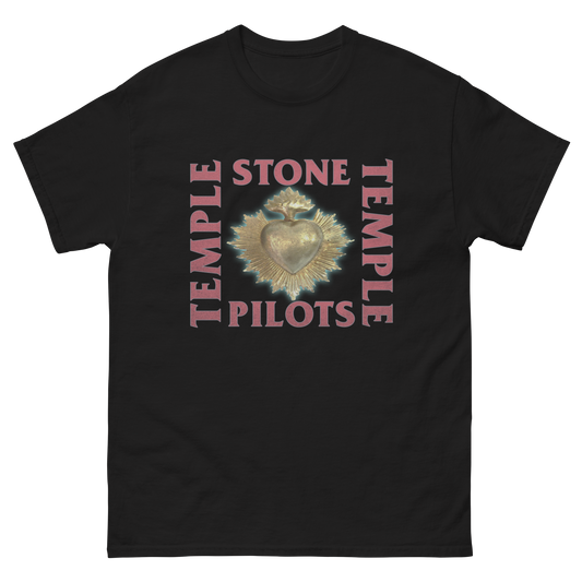 A classic black cotton short sleeve tee with custom artwork and Stone Temple Pilots logo.