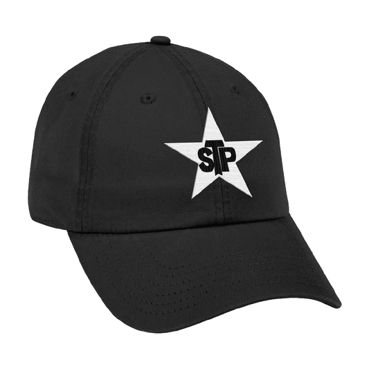 A black cap with white star and Stone Temple Pilots logo on the front.