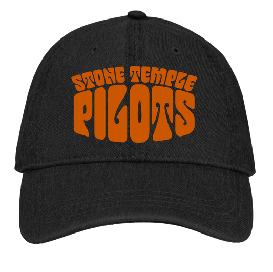Denim hat with retro orange Stone Temple Pilots logo 
